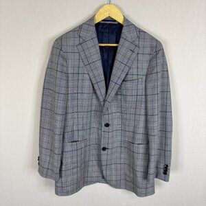 Atelier Munro x  Loro Piana Travel Pro Blazer 36 Blue Gray Plaid Sports Coat